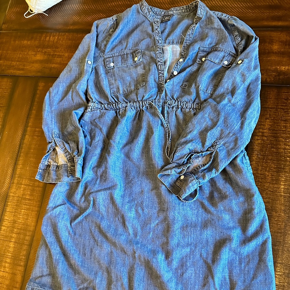 Gap size small denim chambray maternity dress long sleeve